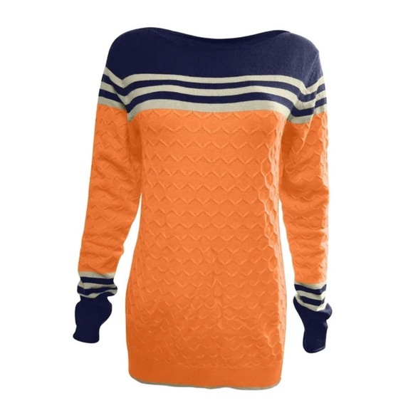 Orange and Navy Women's Sweater size small - Picture 1 of 6